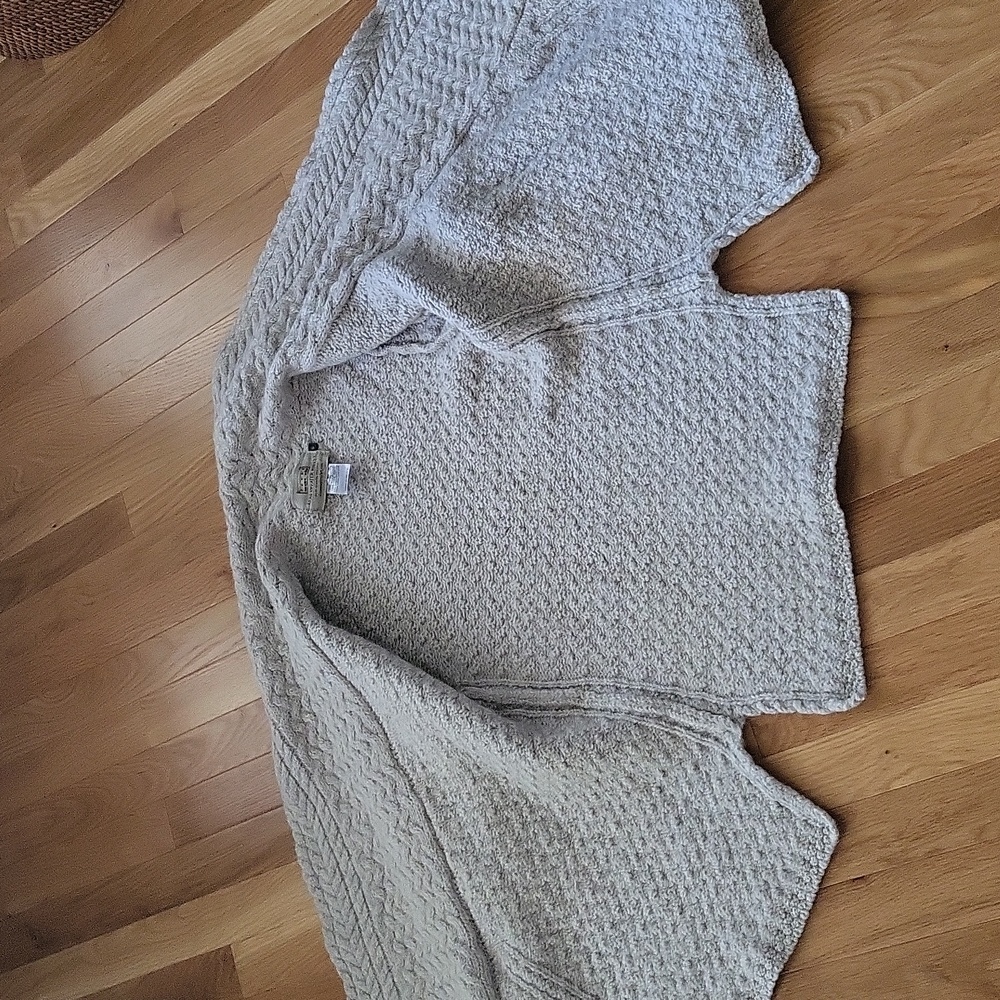 ARAN -  Virgin Wool Sweater Open Front -Natural - S - Picture 3 of 5